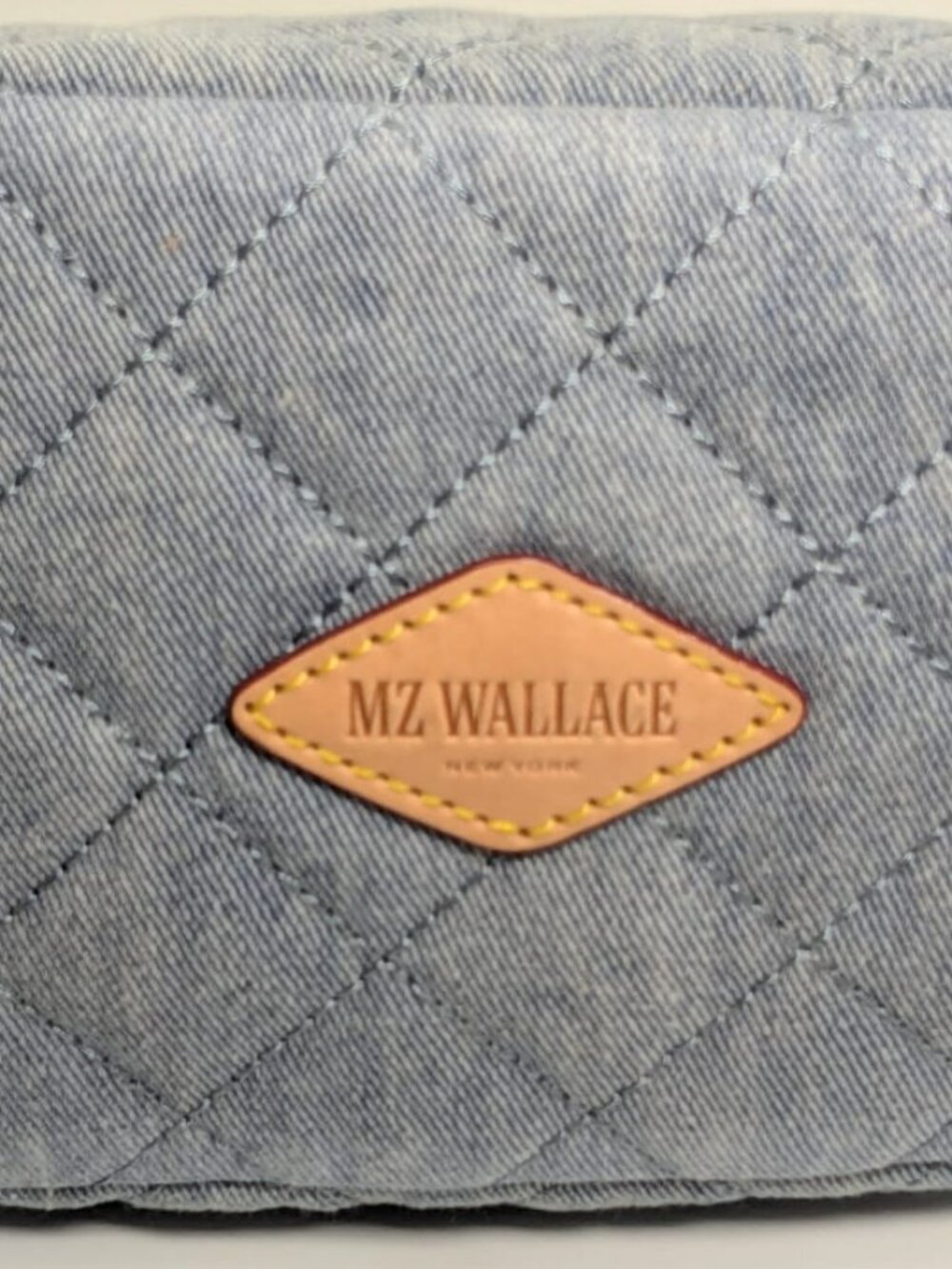 NWT MZ Wallace Mini Metro Hobo Crossbody Bag in Light Denim Blue Quilted - Picture 6 of 8